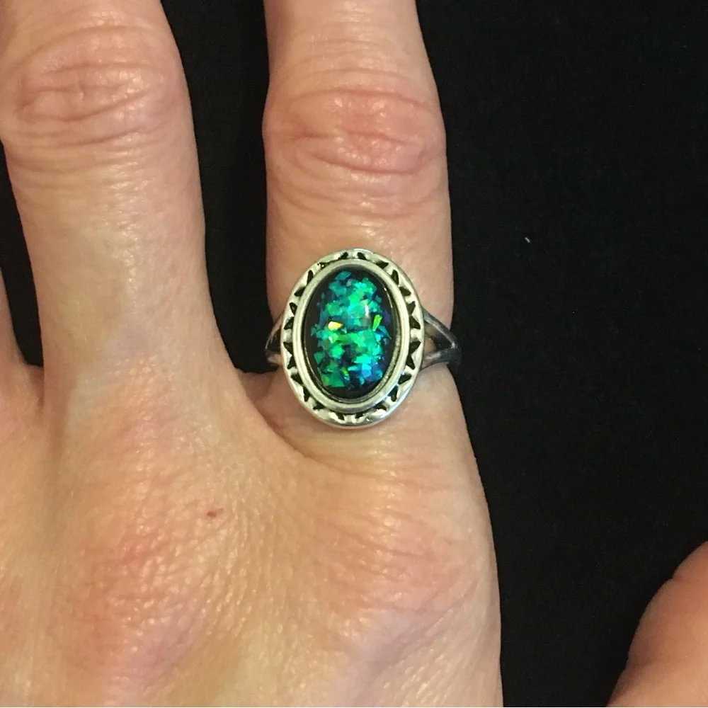Mystical Green and Blue Sparkle Ring